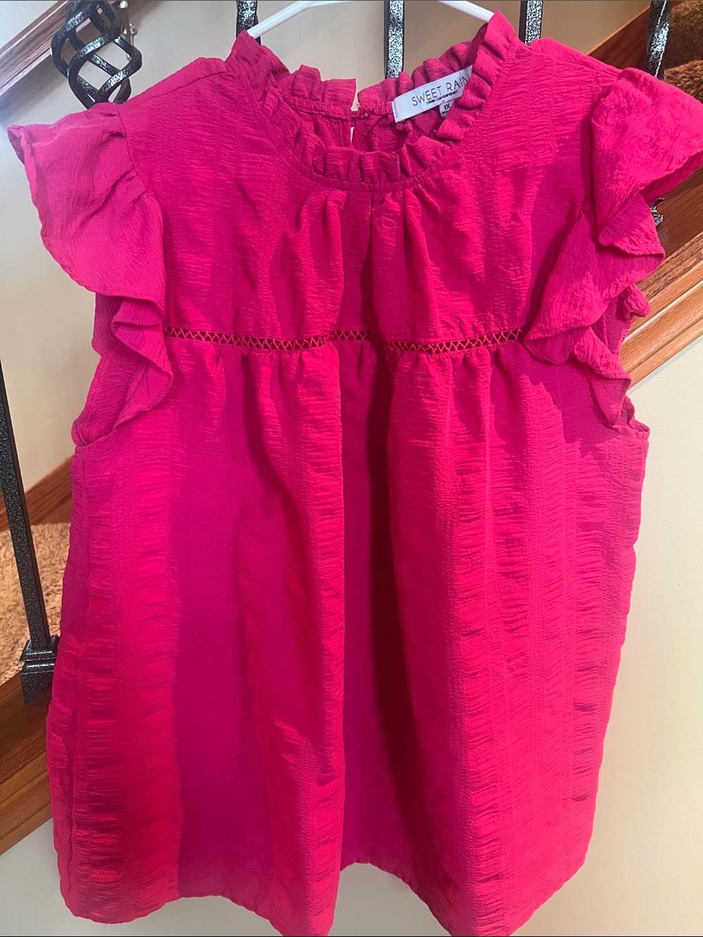 Sweet Rain womensFuchsia Ruffle Sleeve Blouse